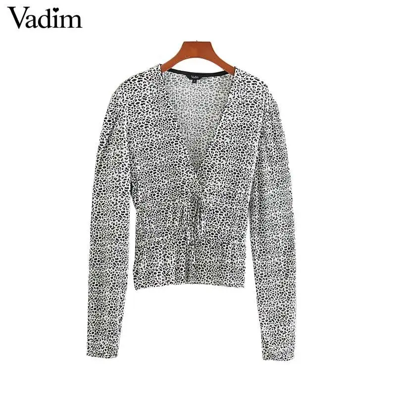 2020 женские стильные блузки с v образным вырезом и принтом эластичная резинка на