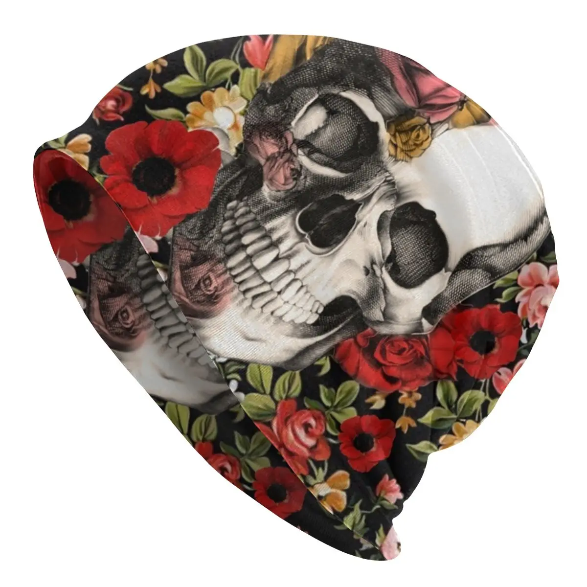 

In Bloom Floral Skull Flowers Skullies Beanies Hat Autumn Winter Outdoor Men Women Cap Adult Warm Dual-use Bonnet Knit Hat