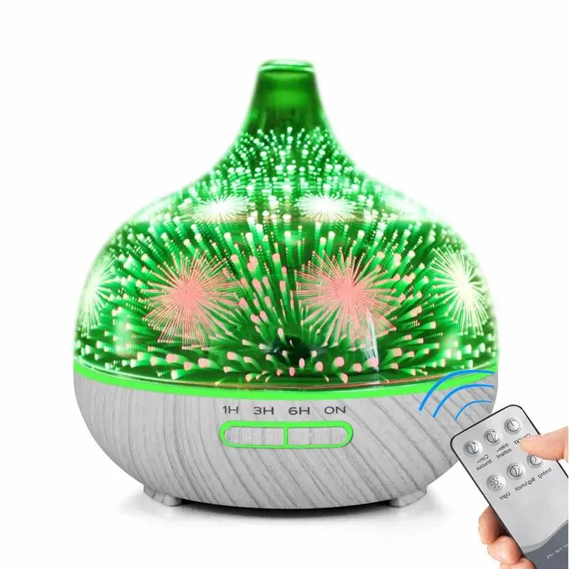 

3D Firework Glass Humidificador with 7 Color Led Night Light Aroma Essential Oil Diffuser Mist Maker Ultrasonic Air Humidifier