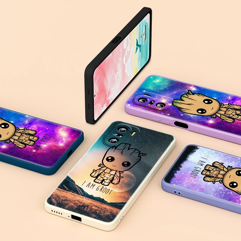 

Avengers Marvel Groot For Xiaomi Redmi K40 K30 9A 9C 9AT 9 8 7 6 5 4X Pro Plus Liquid Silicone Cover Phone Case