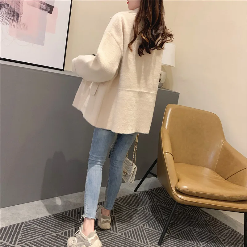 Осенне-зимний офисный женский новый популярный вязаный свитер в Корейском стиле