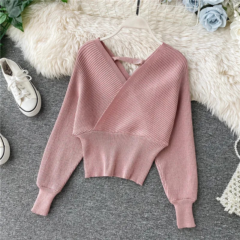 

Elegant Long Batwing Sleeve Women Sweater 2021 Fashion Autumn Blue Pullover Female Knitted Sweater Tops Femme Clothes