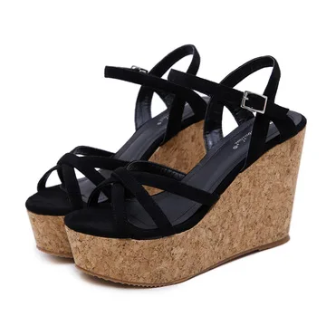 

2021 Summer Luxury Sandals Comfort Shoes for Women High Heels Espadrilles Platform Suit Female Beige Clogs Wedge Open Toe Fashio