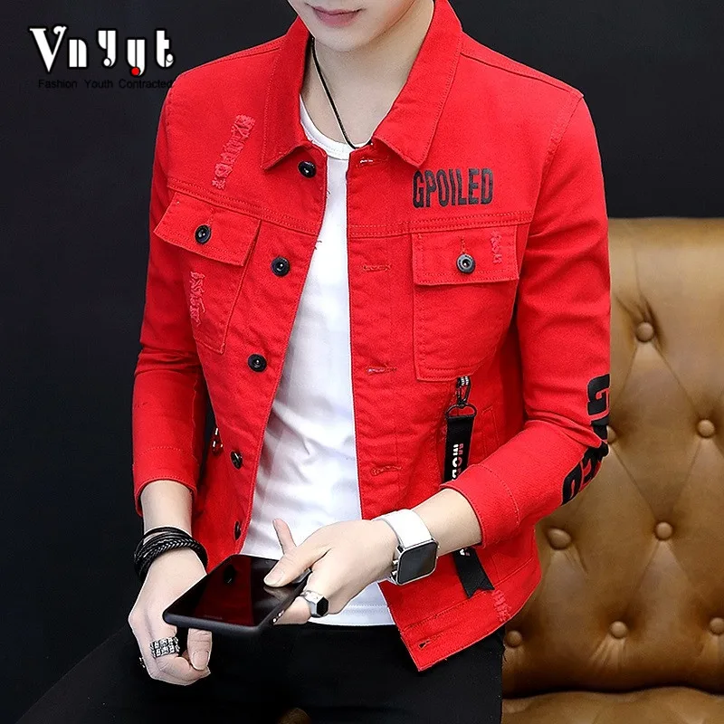 

Men's handsome casual thin jacket men's Korean denim clothes spring autumn 2021 street personality men's teenagers denim jacket