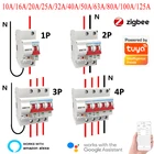 Автоматический выключатель Zigbee 1P2P3P4P, Беспроводной Выключатель от перегрузки и короткого замыкания, работает с приложением Alexa Tuya, 16 А и 125 А