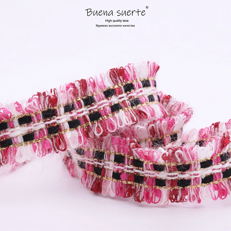 Новинка 2 ярда плетеная полиэфирная кружевная клетчатая розовая конфетная