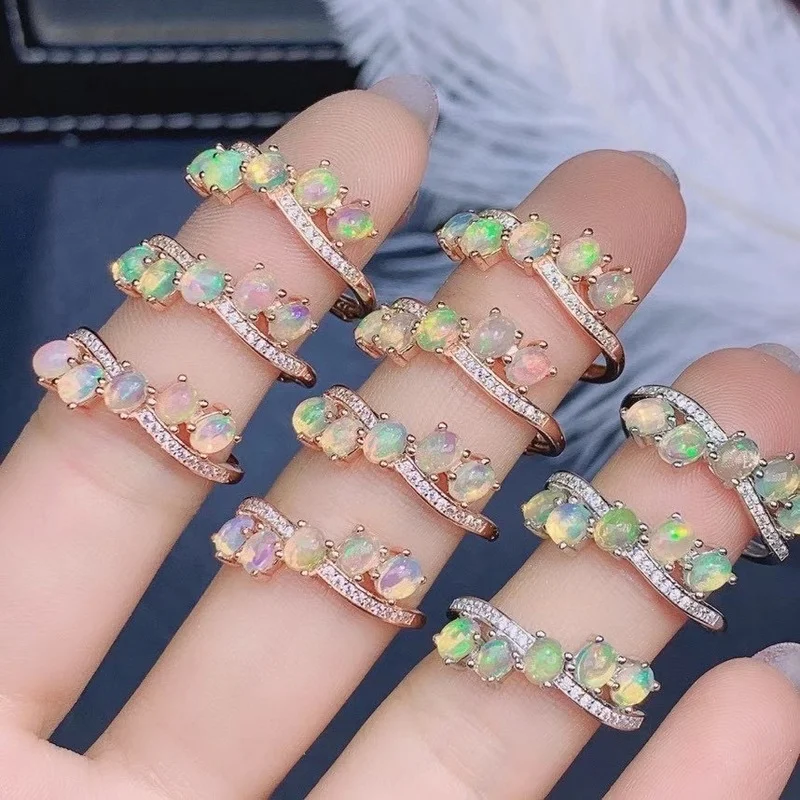 Женское новое кольцо с натуральным опалом серебро 925 пробы платина простой