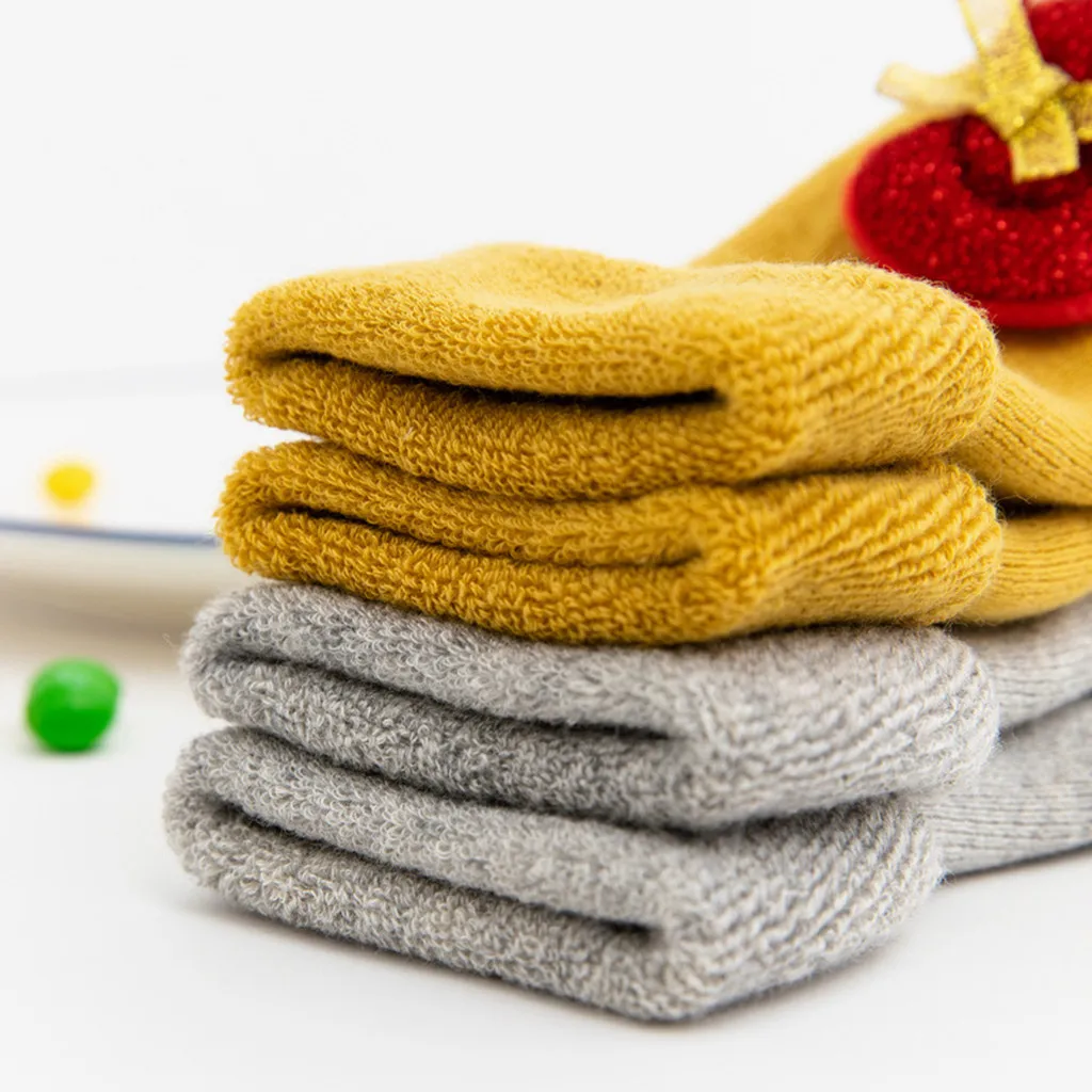 Рождественские теплые хлопковые носки для маленьких девочек и мальчиков на