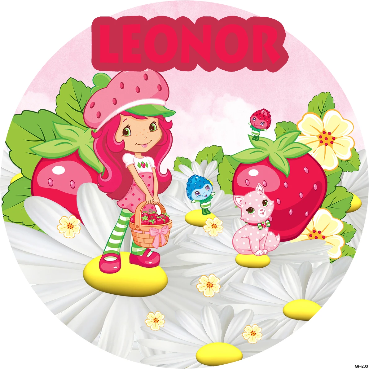 

Strawberry Shortcake Backdrop Girls Birthday Party Photography Banner Plant Butterfly Round Photo Background Decorate Prop Cover