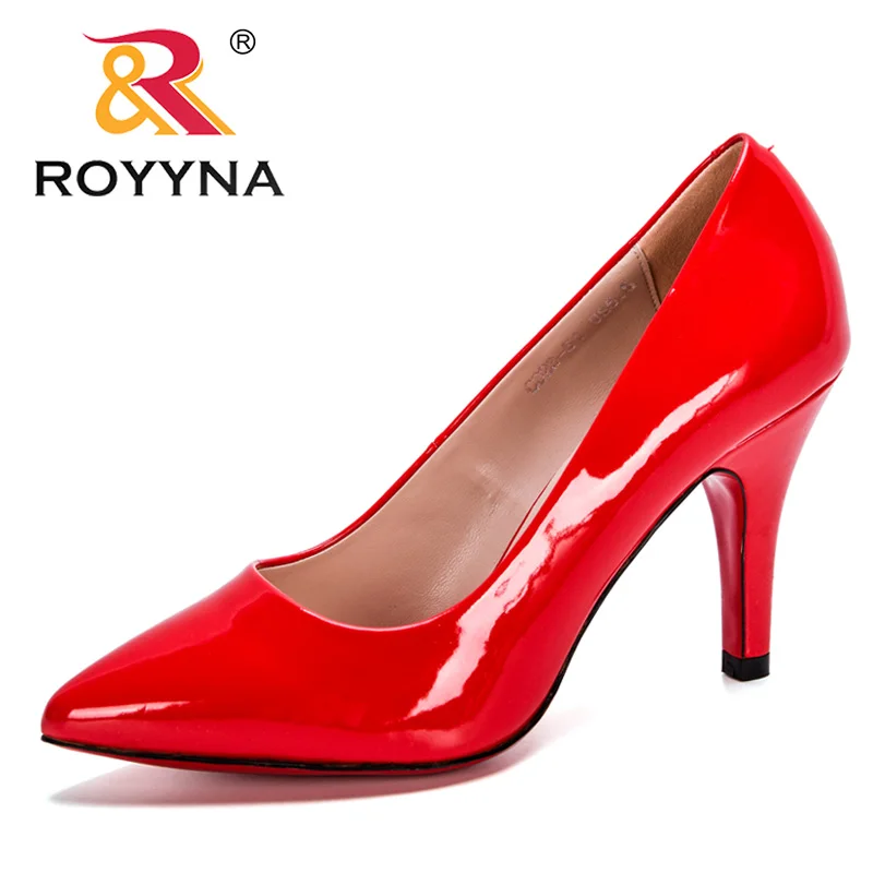 

ROYYNA/2020 новые дизайнерские туфли-лодочки с острым носком женские туфли-лодочки из лакированной кожи свадебные туфли-лодочки на высоком кабл...