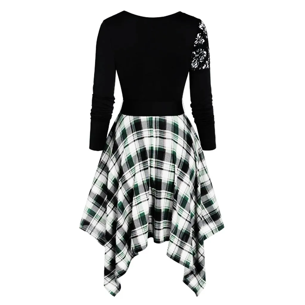 Готические платья с принтом в клетку винтажное осеннее 2020 Новое кружевное платье