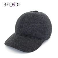 bfdadi mens thickened hat middle aged and old peoples tweed cap in winter old peoples warm closed baseball cap in winter