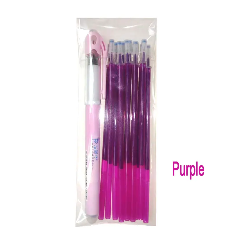 purple Delvitch, 0,5 мм, 13 шт./набор, стираемая ручка для заправки и 1 шт., стираемая ручка, набор, Студенческая гелевая ручка, заправка, канцелярские принадлежности, стираемая ручка, стержень - Цвет: purple