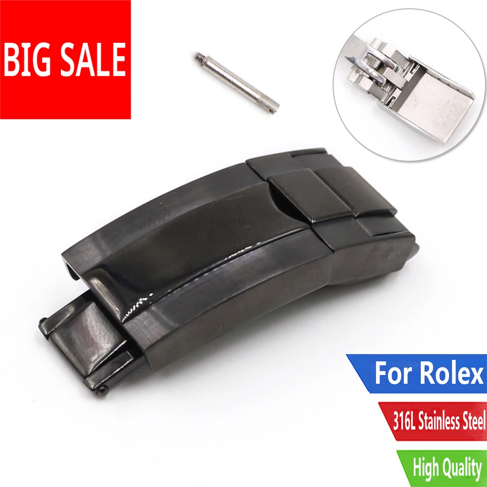 Rolamy 16mm x 9mm Top Quality Stainless Steel Watch Band Deployment Clasp For Rolex Bracelet Rubber Leather Oyster Submariner