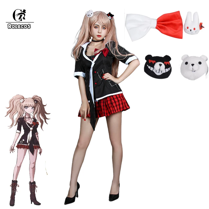 ROLECOS Danganronpa Дзюнко Эносима Косплэй костюм Junko наряд равномерное платье