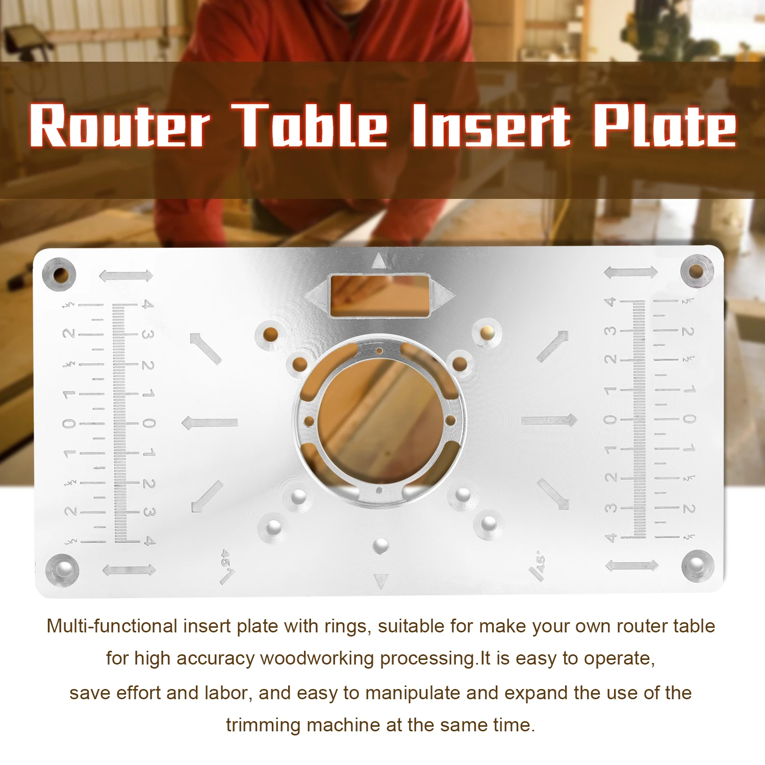 

Aluminum Alloy Router Table Insert Plate Trimmer Engraving Machine Tool Woodworking Benches Woodworking Tools Only Compatible