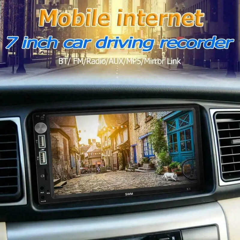 X5 Автомагнитола 2 Din Bluetooth 7 HD сенсорный экран обратное изображение с 8