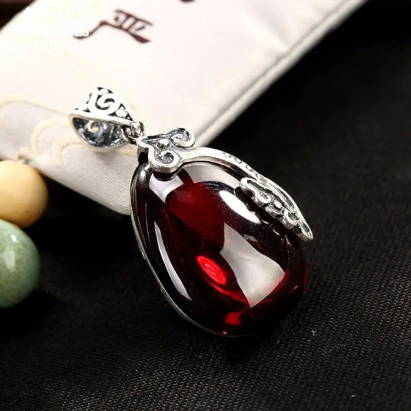 S925 прекрасный антикварный магазин рубиновый кулон для ожерелья женщин ручной
