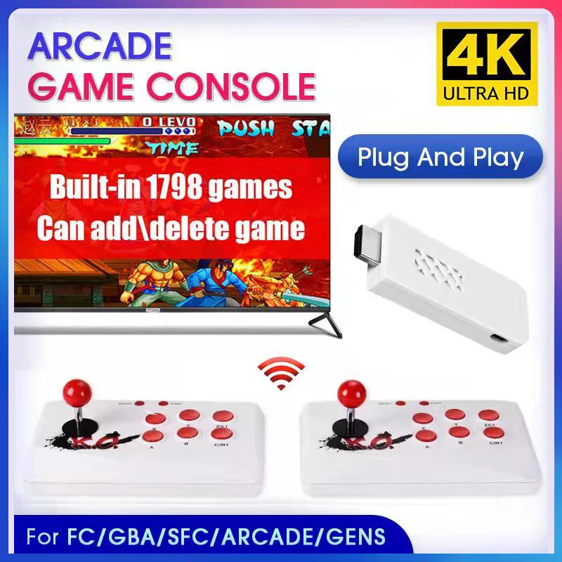 

Беспроводная Ретро игровая мини-консоль для аркадных игр, 1790 + игр с двумя контроллерами, HD-выход для NES/SNES/GBA, подарок для детей