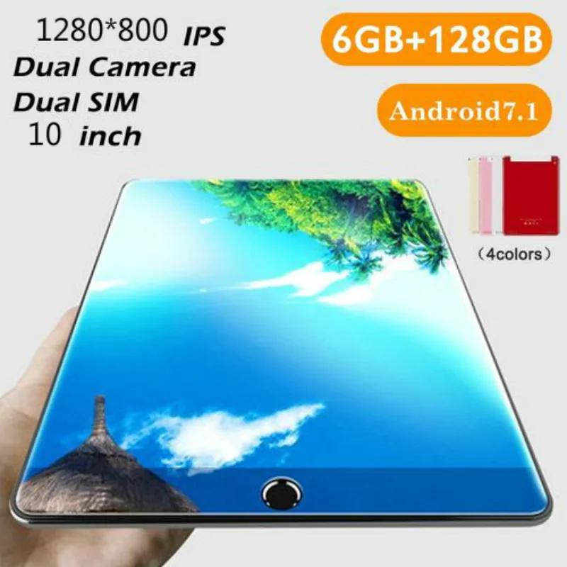 

2021 New Design 10 Inch Android Tablets 6GB RAM 128GB ROM Android 9.0 10 Core IPS LCD 4G Phone Call SIM Card WiFi Pc Tablet