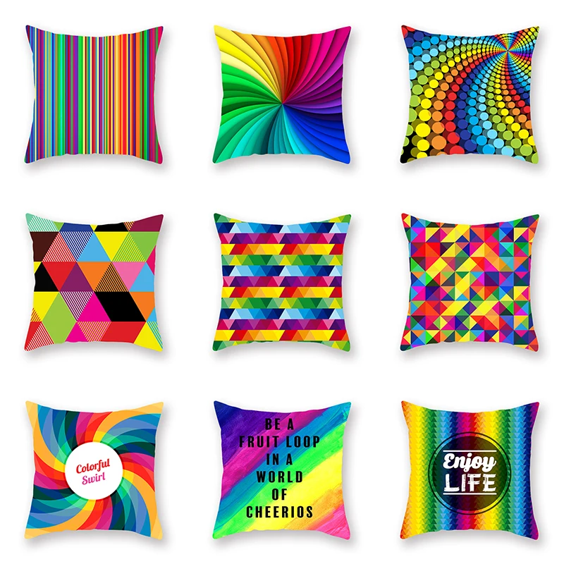 

Hot Selling Pillow cover Colourful geometry Luxury Printing Square Zippered Pillow Sham Personalized Pillowcase wholesale