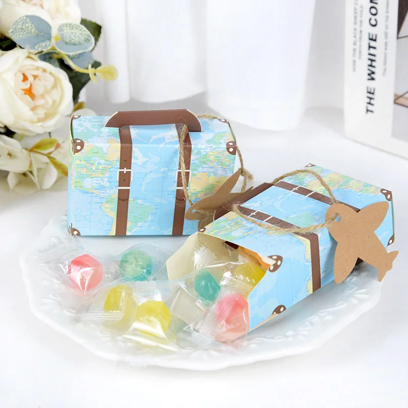 5/10 шт чемодан форма коробка для конфет с ярлыки в самолета бумажная Подарочная