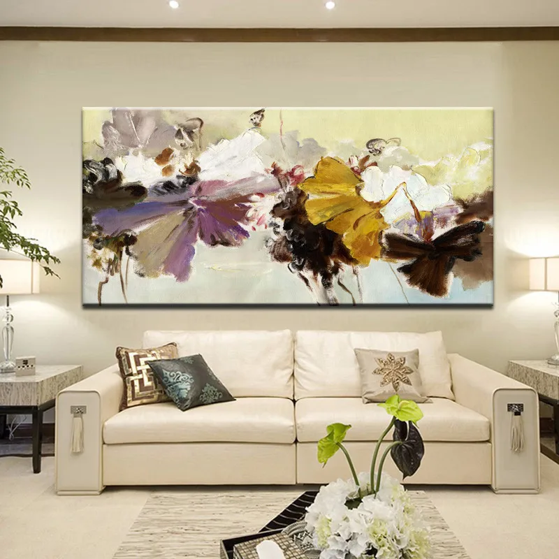 

Modern Abstract Canvas Painting Wall Art Poster Hand Painted Flowers Prints On Canvas For Living Room Home Decoration