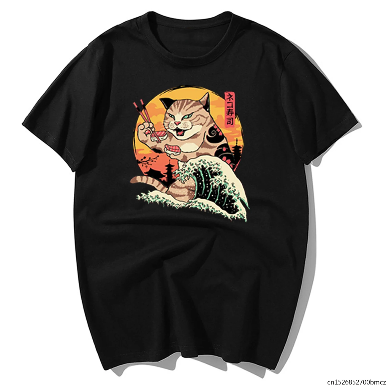 

The Great Retro Wave Japanese Anime T-shirt Harajuku Streetwear Brand Camisetas Hombre Men Vaporwave Funny Cat Tops