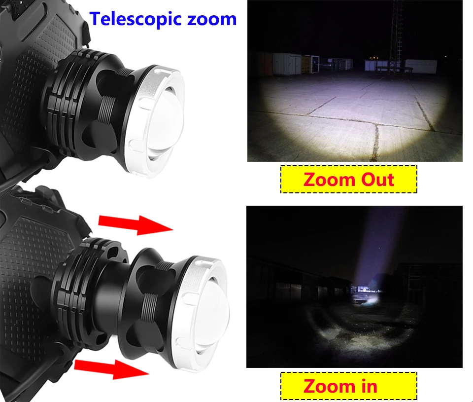 Новое поступление самый мощный светодиодный налобный фонарь XHP90.2 32 Вт с зумом XHP50