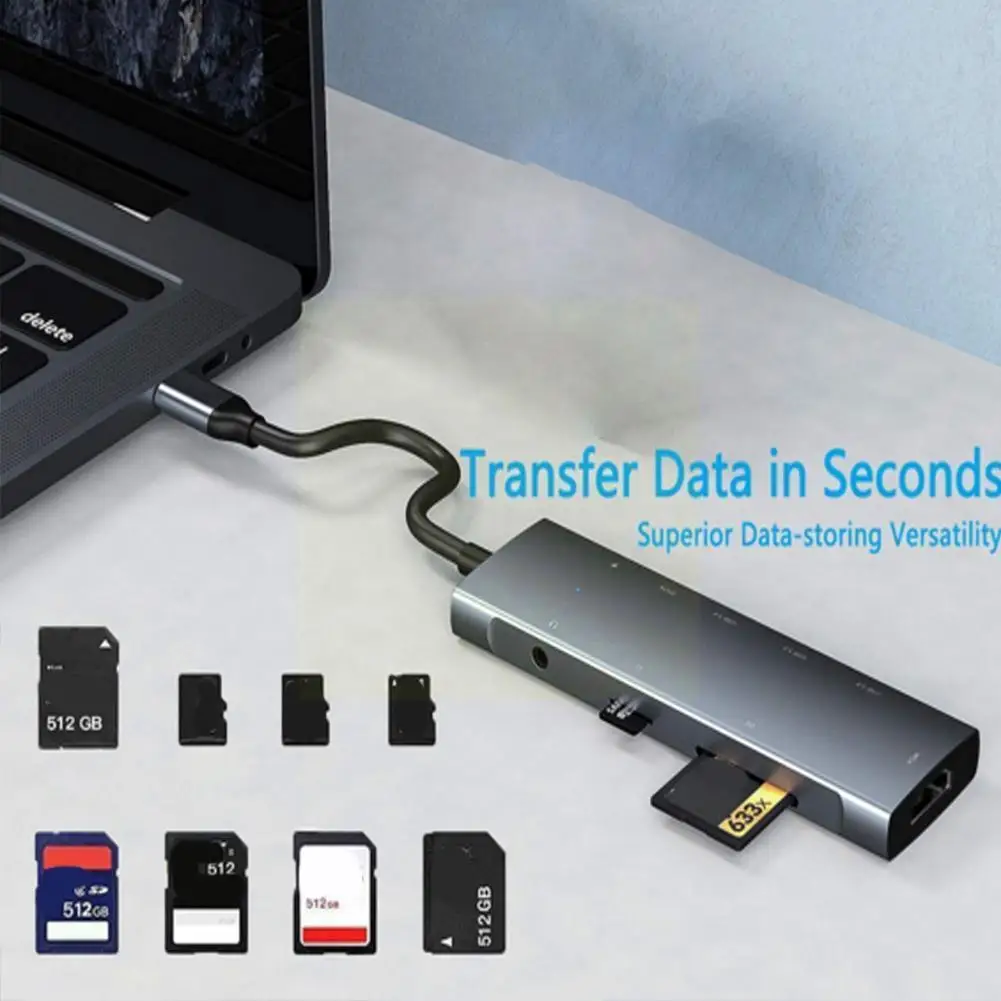 

Usb-концентратор 9 в 1, Usb Type-c для кардридера Sd Micro Sd, Pd Usb 3,0
