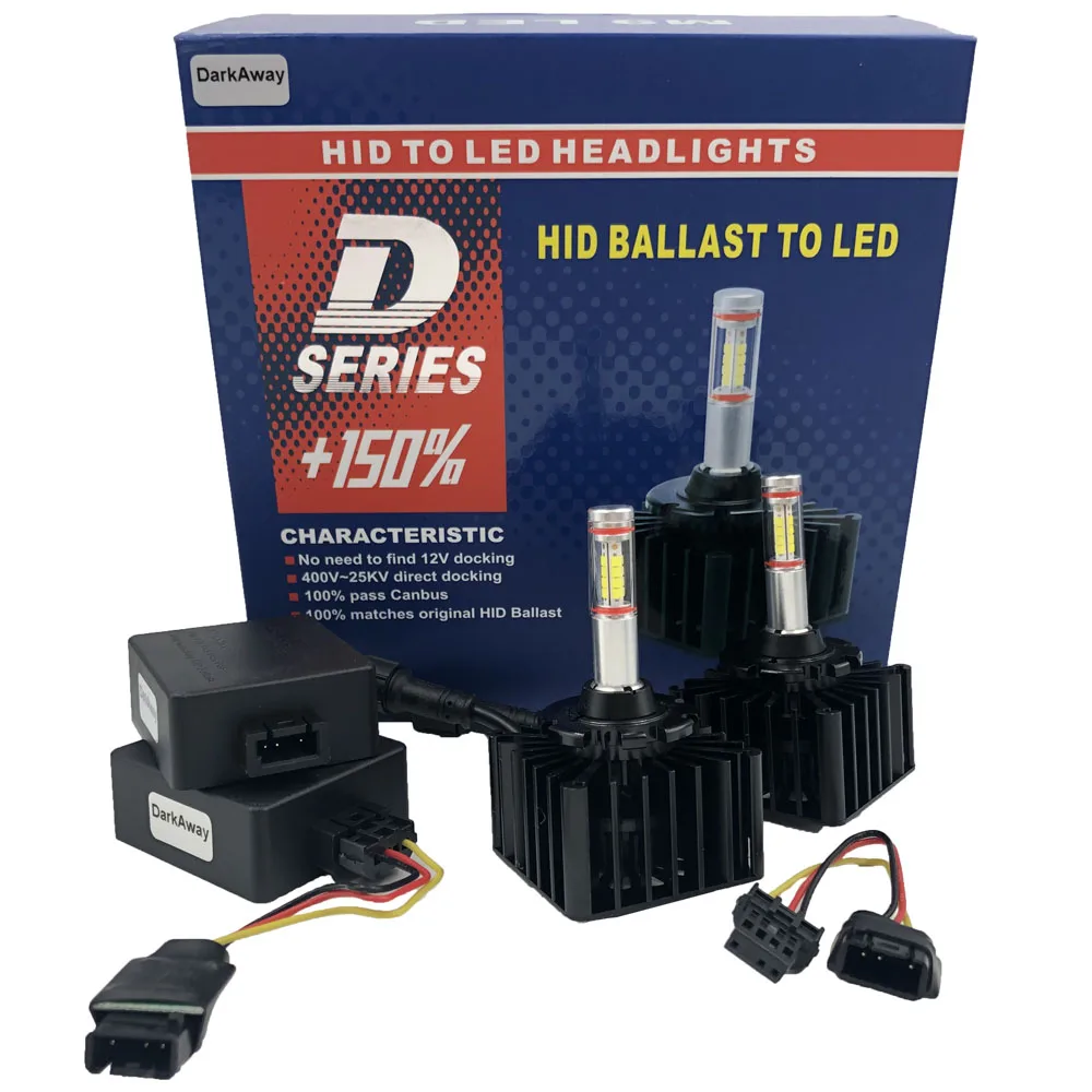 DarkAway D2S D2R D2H Светодиодный лампочки Canbus Plug& Play для xenon HID балласт 35 Вт 4000Lm D1S D3S D4S D5S D8S фар автомобиля светодиодный свет