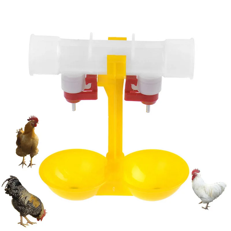 

Double Outlet Drinking Hanging Chickens Cups Nipple Drinker Poultry Waterer