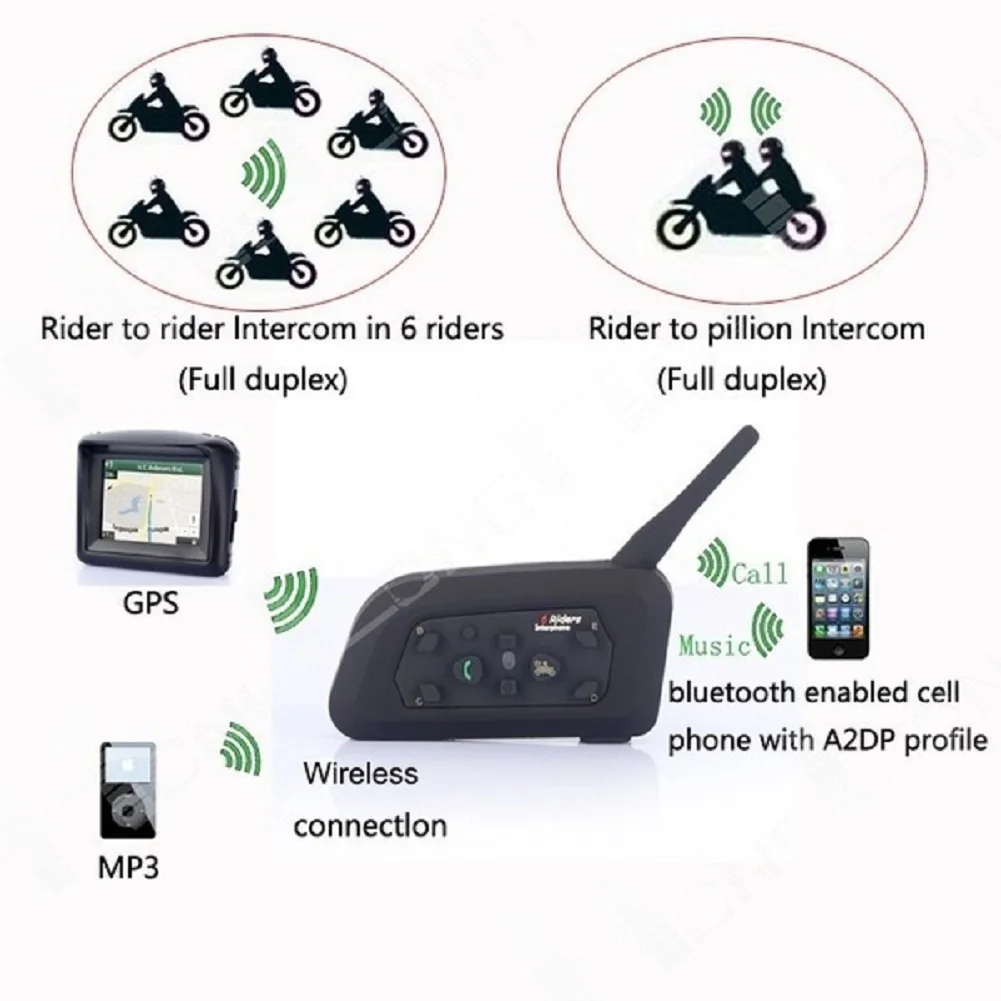 Bluetooth-гарнитура V6 для мотоциклетного шлема 1200 м | Мобильные телефоны и аксессуары