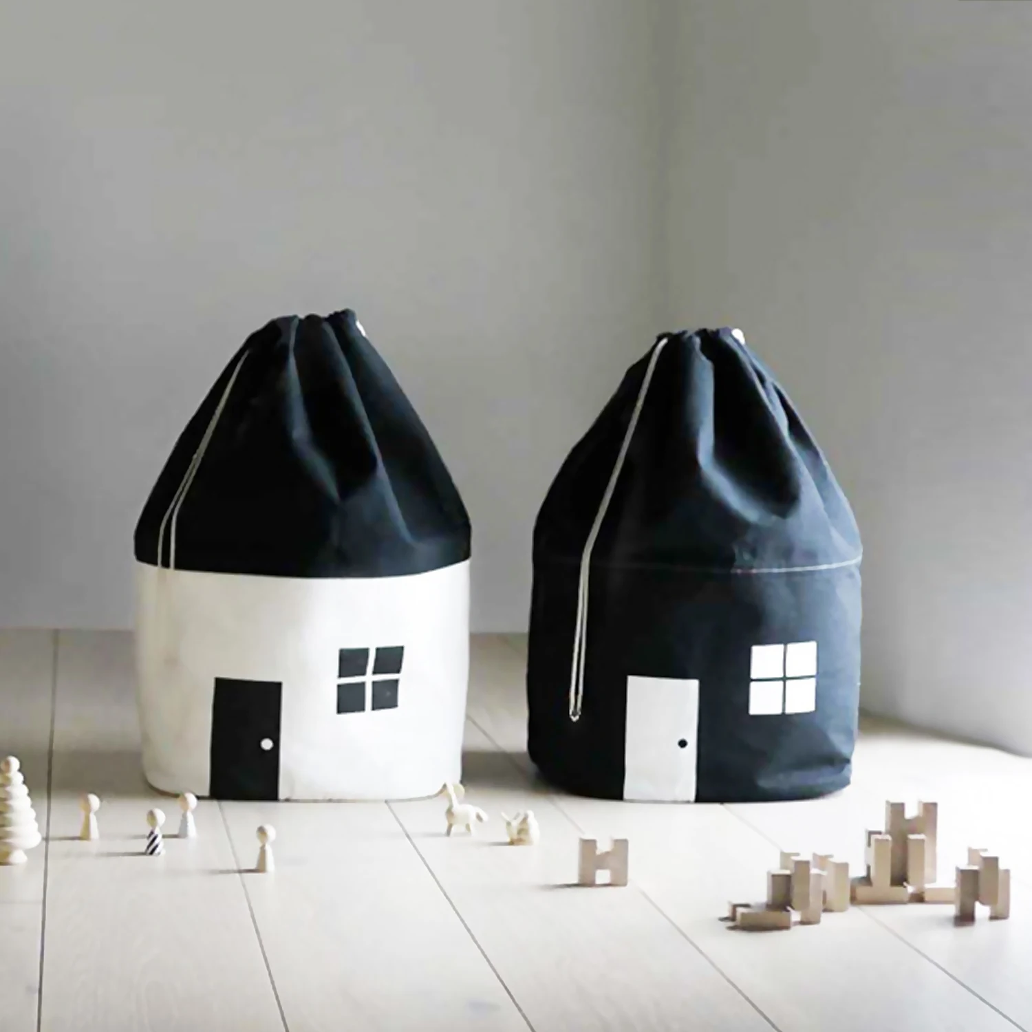 Холщовый Органайзер корзина на шнурке для хранения одежды и подушек 35x20x65