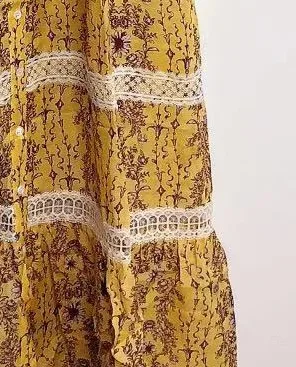 

Women Dress French Elegance Summer 2021 New Fashion Thin Lace Edge Floral Mid-length Dress