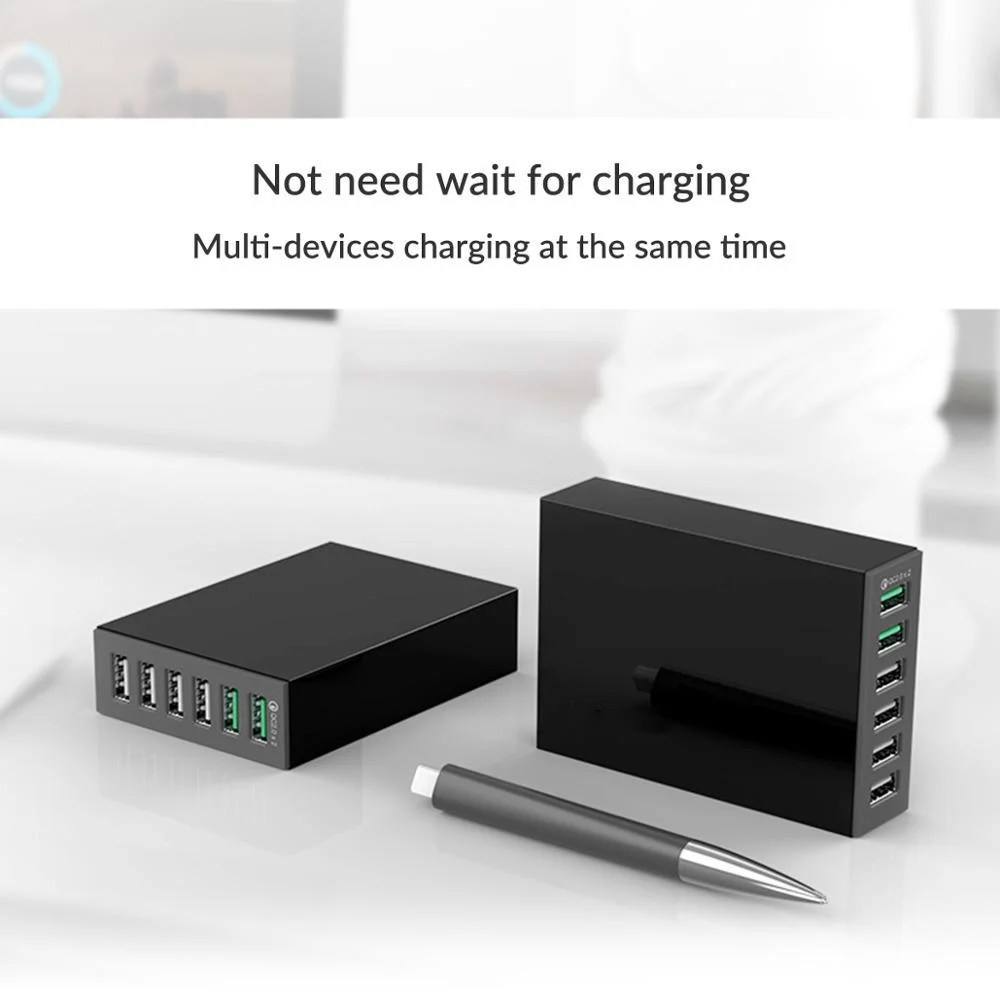 

QC2.0 быстрое зарядное устройство с 6 портами USB Настольная зарядная станция для iPhone Samsung Xiaomi Huawei зарядное устройство для смартфонов