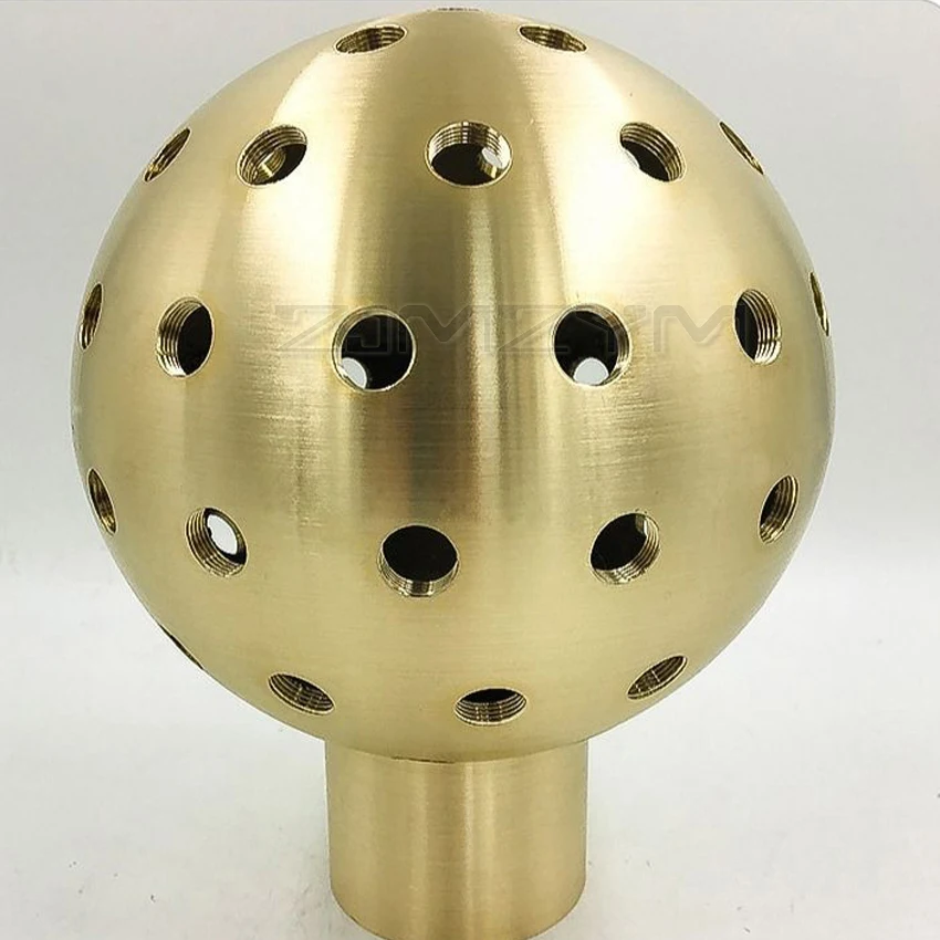 Фонтанная насадка типа "одуванчик" из нержавеющей стали и меди диаметром 2 дюйма для уличных кристальных шаровых фонтанов в парке. Высота струи - 2,3 м.