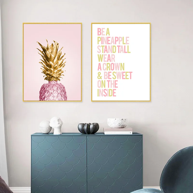 

Europe Letter Pineapple Canvas Decorative Painting Poster Picture Album Photo Home Decor Wall Art Room Decoration Accessories