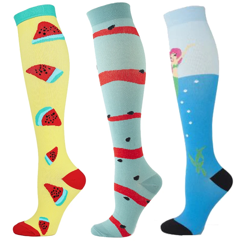 3 Pairs Compression Stockings Men Women Cycling Sports Socks Fit for Edema Diabetes Varicose Veins Marathon Running Socks