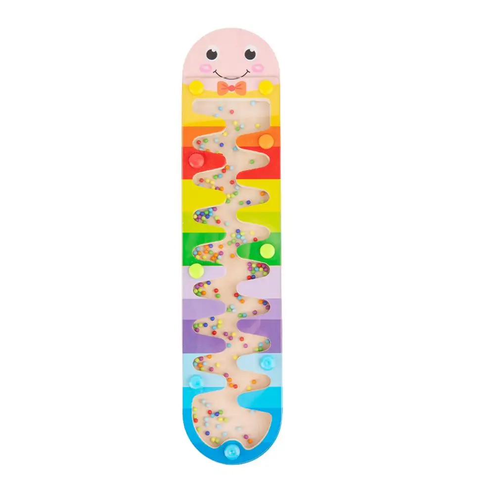 

Rainmaker Wormy Musical Toy Wooden Cartoon Rainbow Rain Stick Board Sensory Toy Beaded Raindrops Rattle Hourglass Rainmaker L