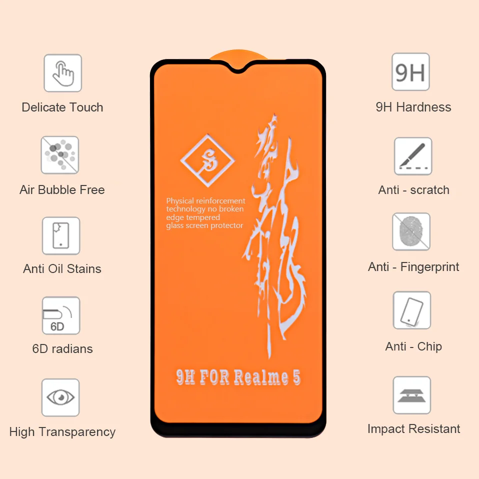 6D стекло для OPPO Reno 2 Z 2Z Ace Realme Q 5 3 XT X2 Pro X 5S защита экрана закаленное стекло для OPPO A5 A9 K5 R17 Realme 5 3 Pro
