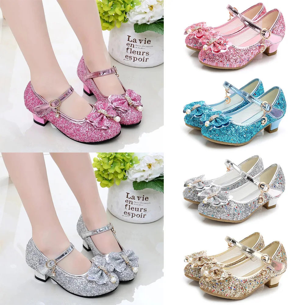 Шикарная танцевальная обувь на среднем каблуке для маленьких девочек Детская