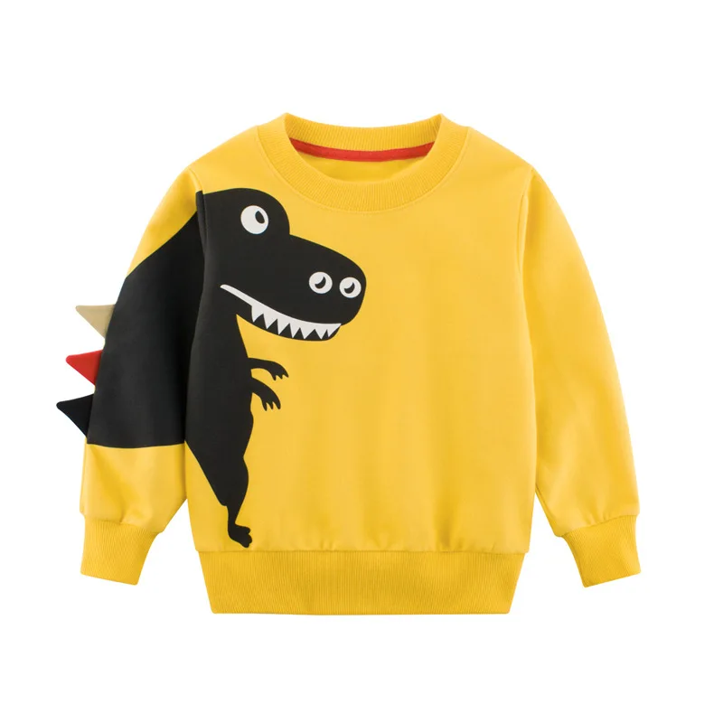 

Hoodies Sweatshirt Boys Girls Kids Children Toddler Dinosaur Cotton Cartoon Yellow Clothes Winter Full Outwear Grey Long Sleeves
