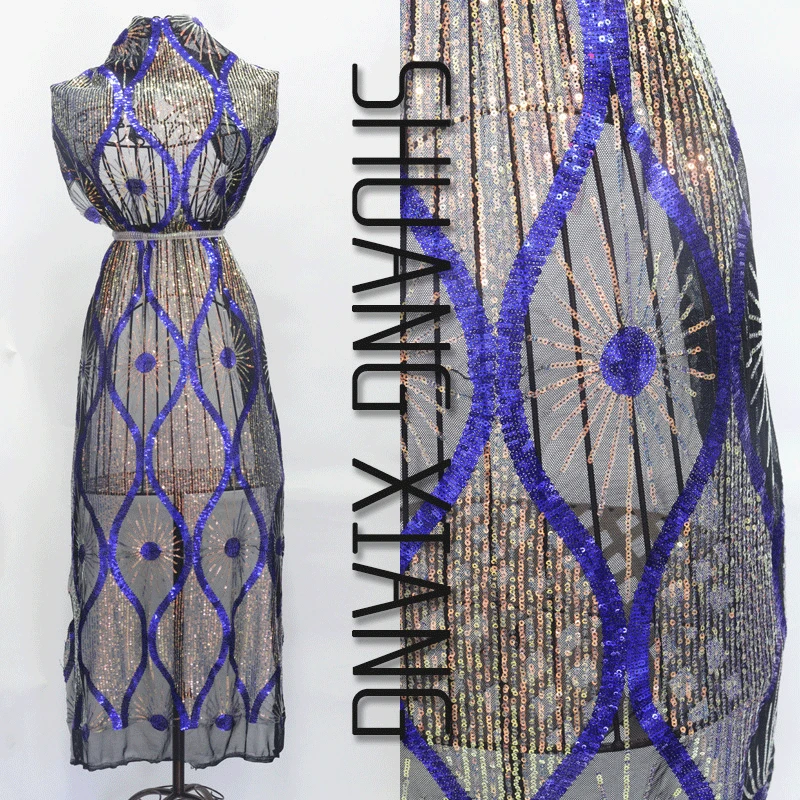 

Европейское и американское кружевное платье с блестками и вышивкой с геометрическими цветами