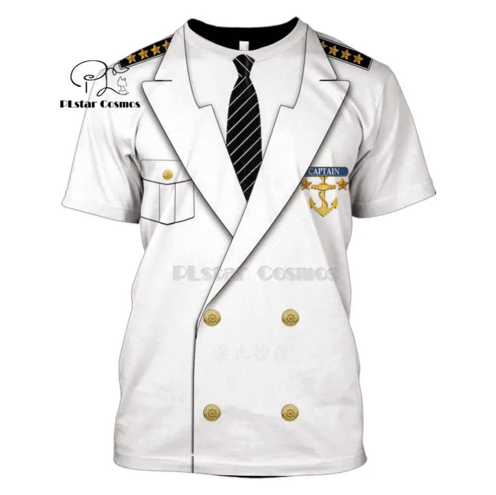 Disfraz de capitán Unisex, camisetas de Cosplay de anime, esmoquin de payaso prisionero, camiseta de hombre, uniforme de piloto de payaso pirata de vaquero, Carnaval de policía