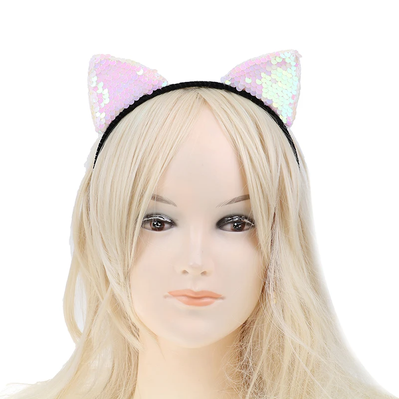 Ободки с кошачьими ушками и блестками для девочек ручная работа ободки волос на