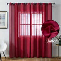 yokistg solid chiffon sheer curtains for living room bedroom elegant tulle window treatment drapes for kitchen home decoration