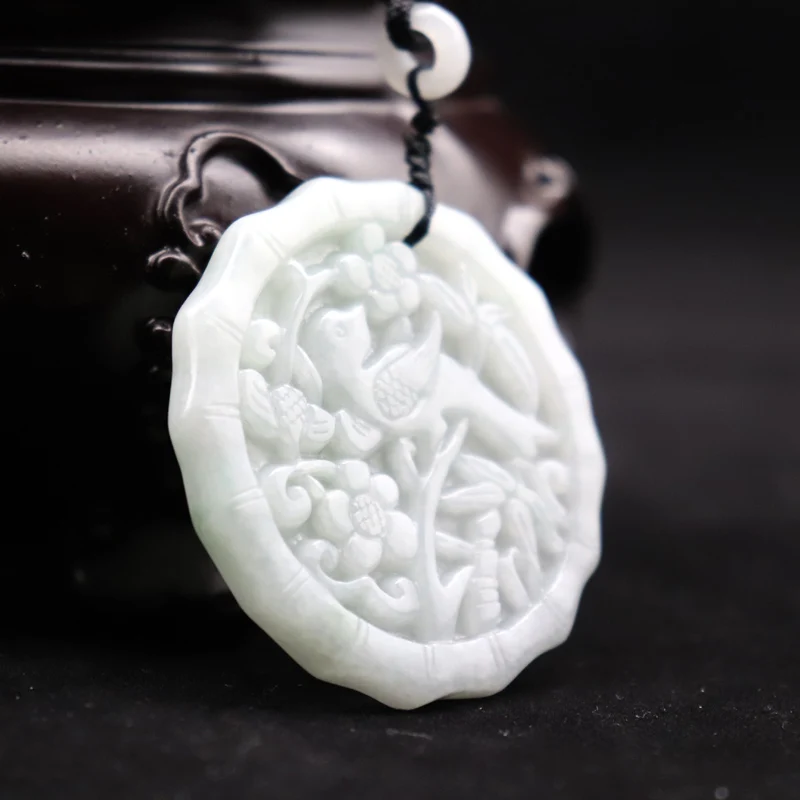 Сертифицированный 100% натуральный жадеит нефрит изумруд резная птица цветок