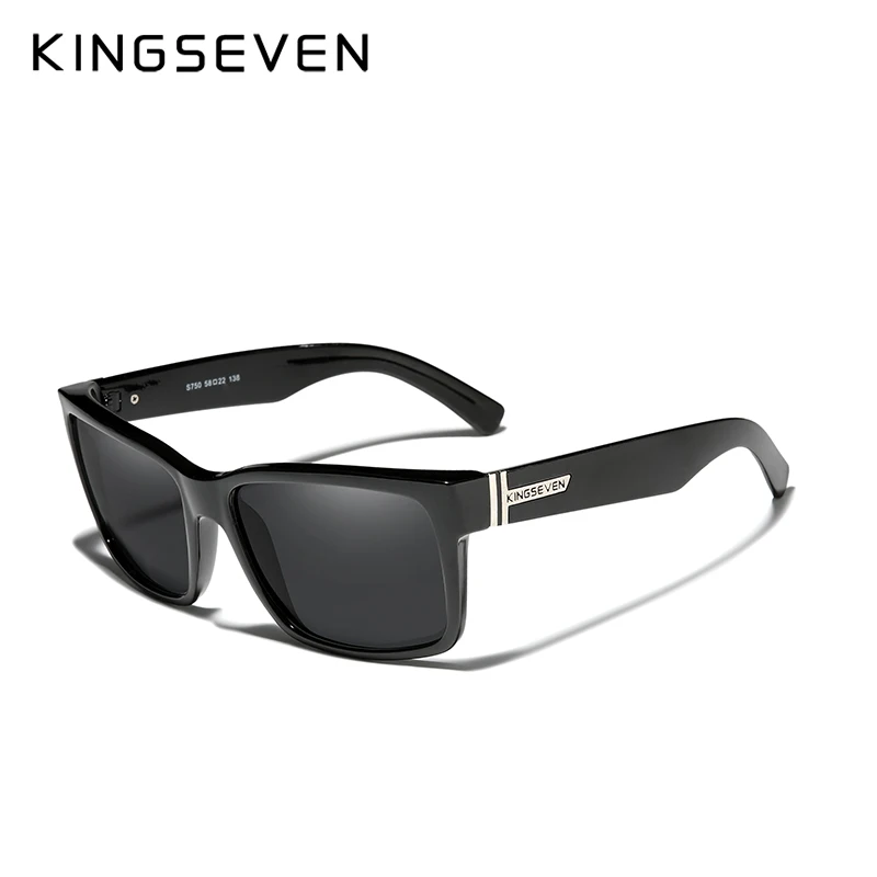 KINGSEVEN спортивные поляризованные мужские солнцезащитные очки, зеркальные линзы, мужские солнцезащитные очки, женские для мужчин, 9 цветов - Цвет линз: Bright Black