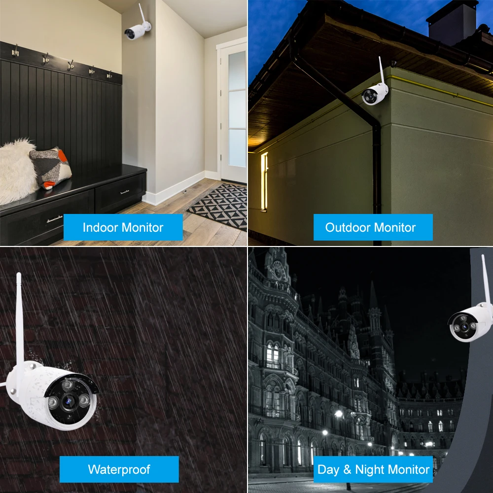 Беспроводная камера видеонаблюдения 8 каналов 4 камеры 1 МП 720P Wi Fi|Система